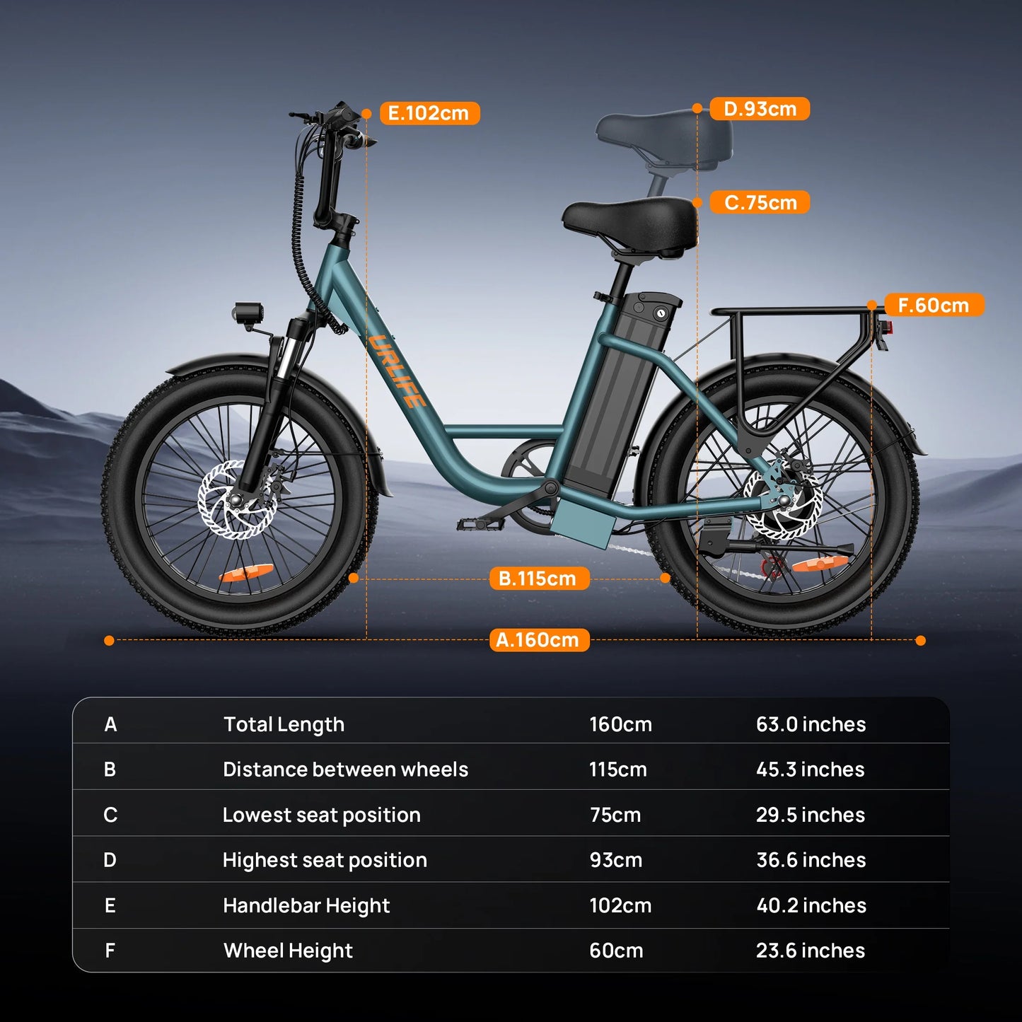 URLIFE 20" Electric Bike for Adults, 750W Peak Motor, 48V 13AH Remobavle Battery, 7 - Product image 7