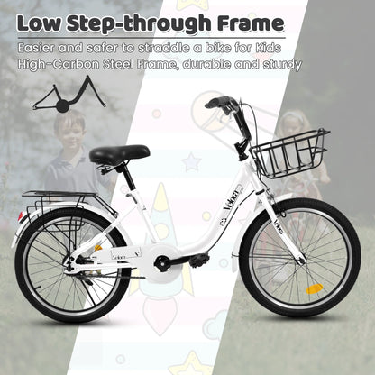 20 in Kids Bike for Boys Girls, 1 Speed Children Bicycle with Basket, Rear Seat, Chain Guard - Product image 33