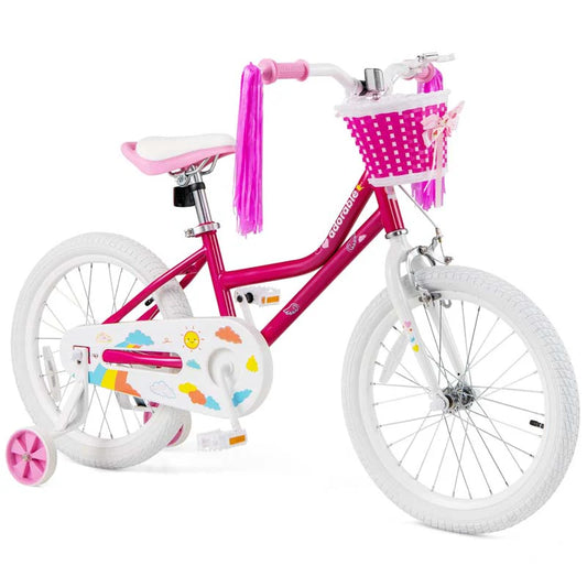 18" Kids Bike with Removable Training Wheels, Adjustable Seat, Steel Frame & Brake - Product image 1