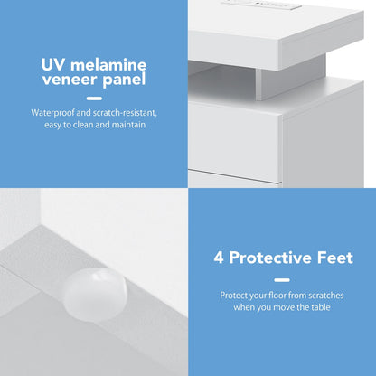 Hommpa LED Nightstand Wireless Charging Station USB Type C Outlets Bedside Table 3 Drawers Black Night - Product image 40