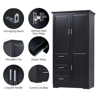 Bathroom Cabinet, 62.2" Tall Storage Cabinet with Doors and Shelves - Product image 13