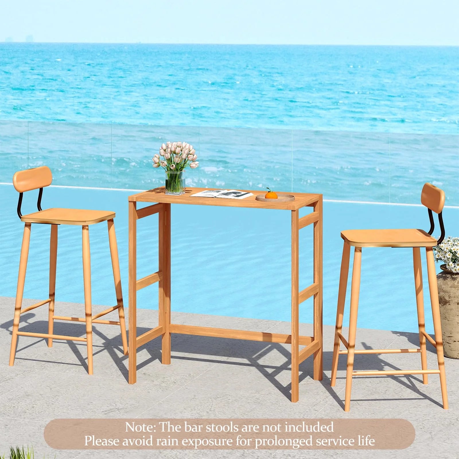 Tangkula Patio Rectangle Counter Height Pub Table with Slatted Tabletop - Product image 6