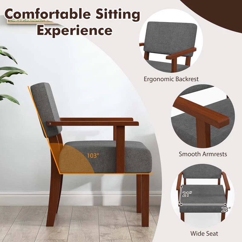 Modern Accent Chair Linen Armchair with Rubber Wood Frame, Mid Century Upholstered Reading Chair for - Product image 17