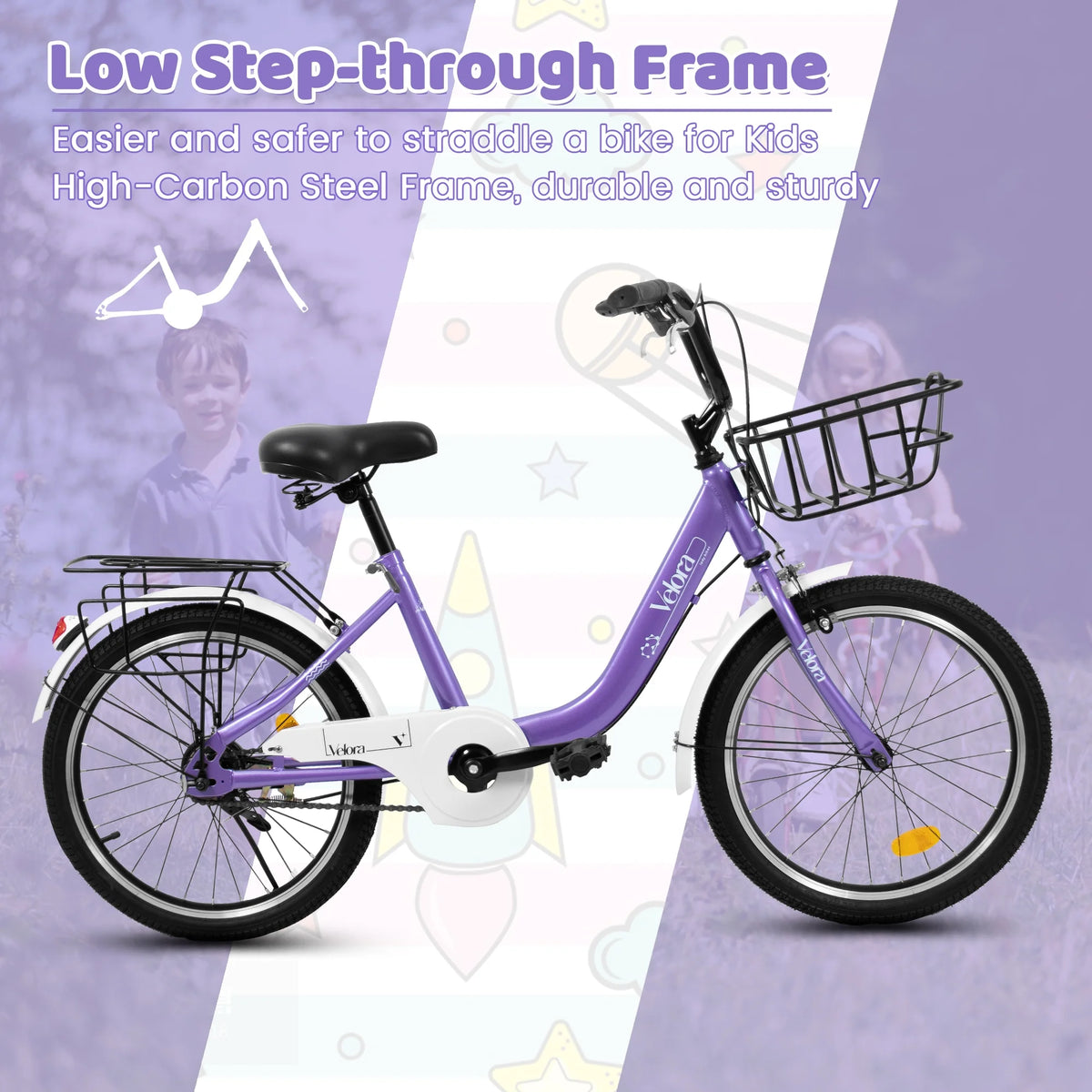 20 in Kids Bike for Boys Girls, 1 Speed Children Bicycle with Basket, Rear Seat, Chain Guard - Product image 9