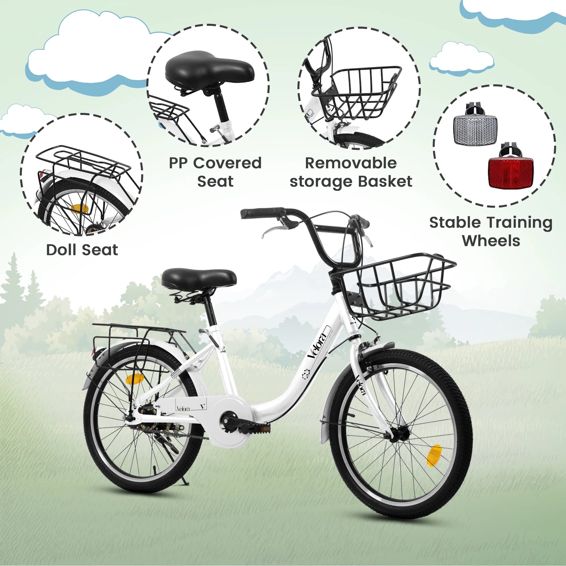 20 in Kids Bike for Boys Girls, 1 Speed Children Bicycle with Basket, Rear Seat, Chain Guard - Product image 30