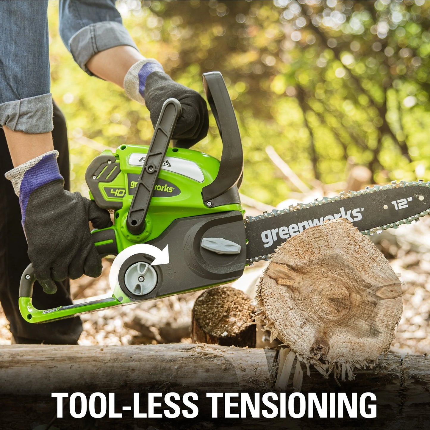 Greenworks 40V 12" Cordless Chainsaw with 2.0 Ah Battery & Charger, 20262 - Product image 10
