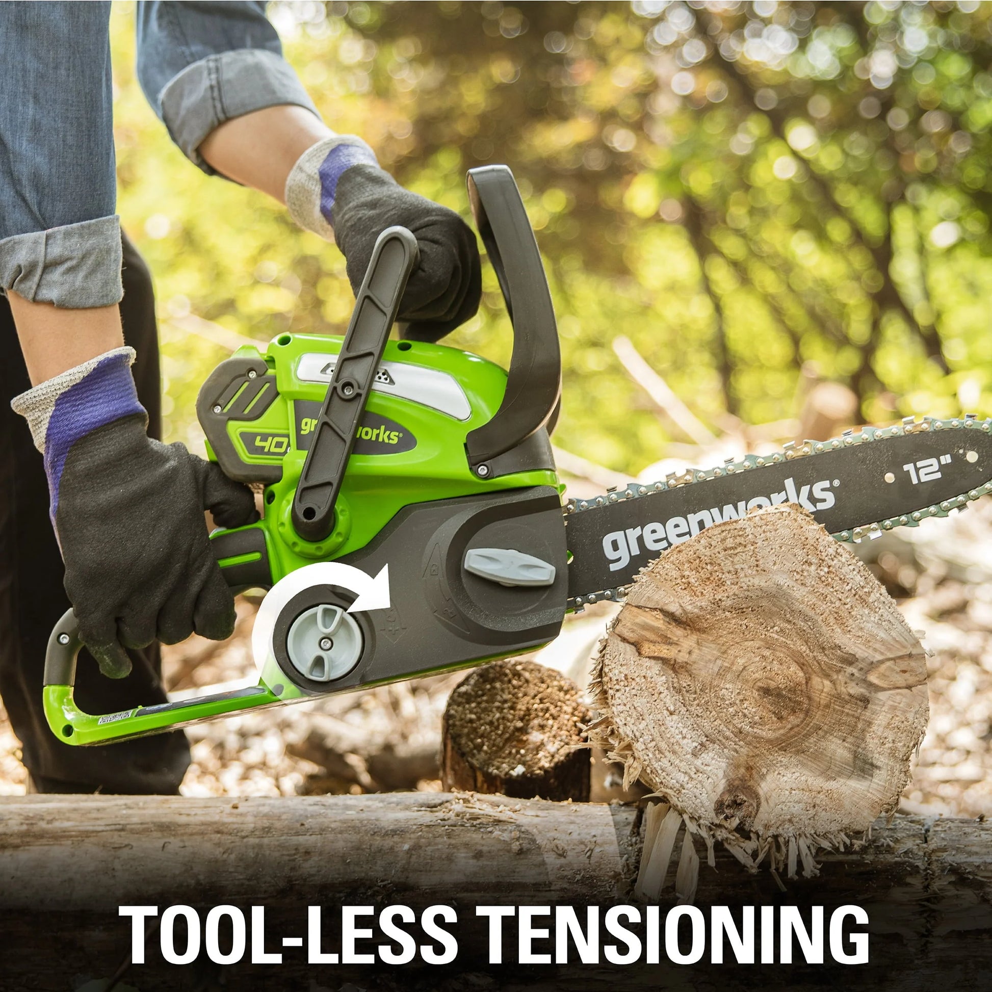 Greenworks 40V 12" Cordless Chainsaw with 2.0 Ah Battery & Charger, 20262 - Product image 10