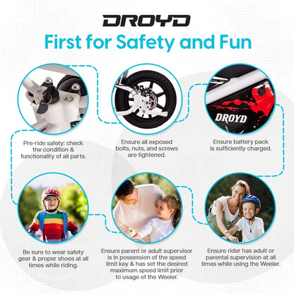 Droyd Weeler Electric Mini Bike - 24V 8ah Battery, 6 - 10 MPH, up to 8 Miles, LED Lights, Kids Ages 6+ - Product image 8