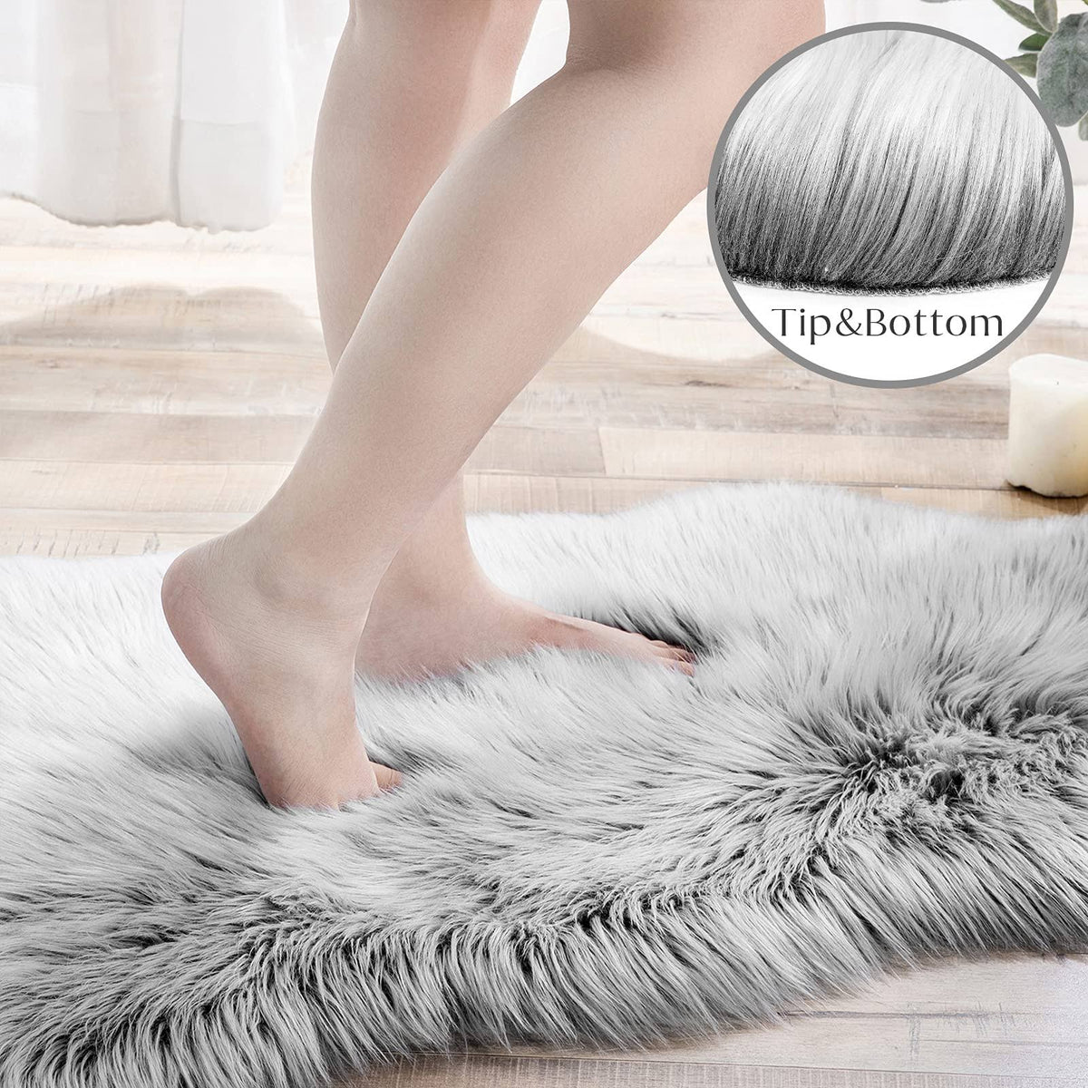 Ashler Home Deco Ashler Faux Fur Rug Fluffy Shaggy Area Rug Ultra Soft 2 x 3 Feet Sheepskin Fur Rug Frosted - Product image 1