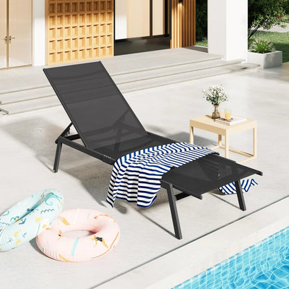 AECOJOY Patio Lounge Chairs, Outdoor Chaise Lounge with Wheels, Black - Product image 2