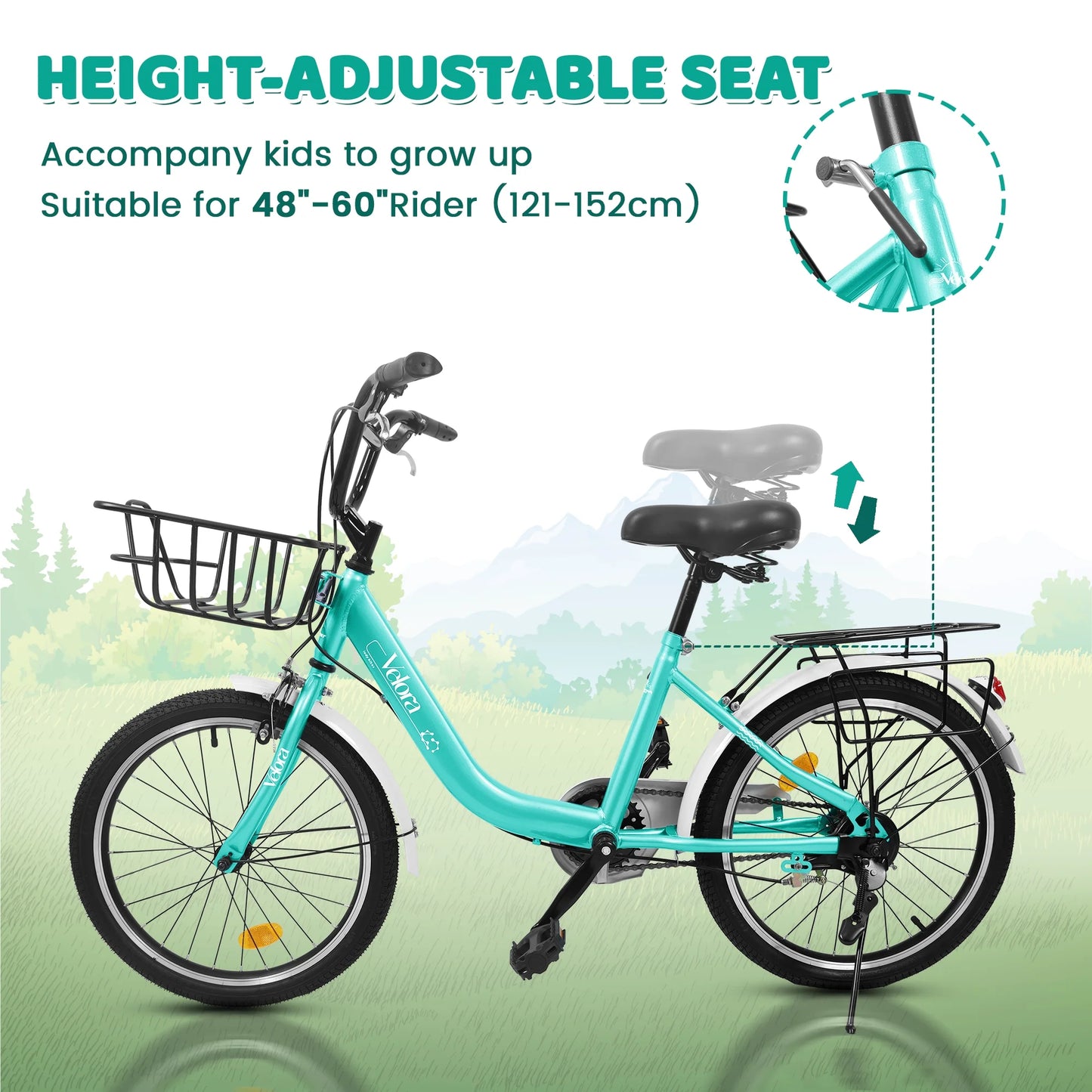 20 in Kids Bike for Boys Girls, 1 Speed Children Bicycle with Basket, Rear Seat, Chain Guard - Product image 24