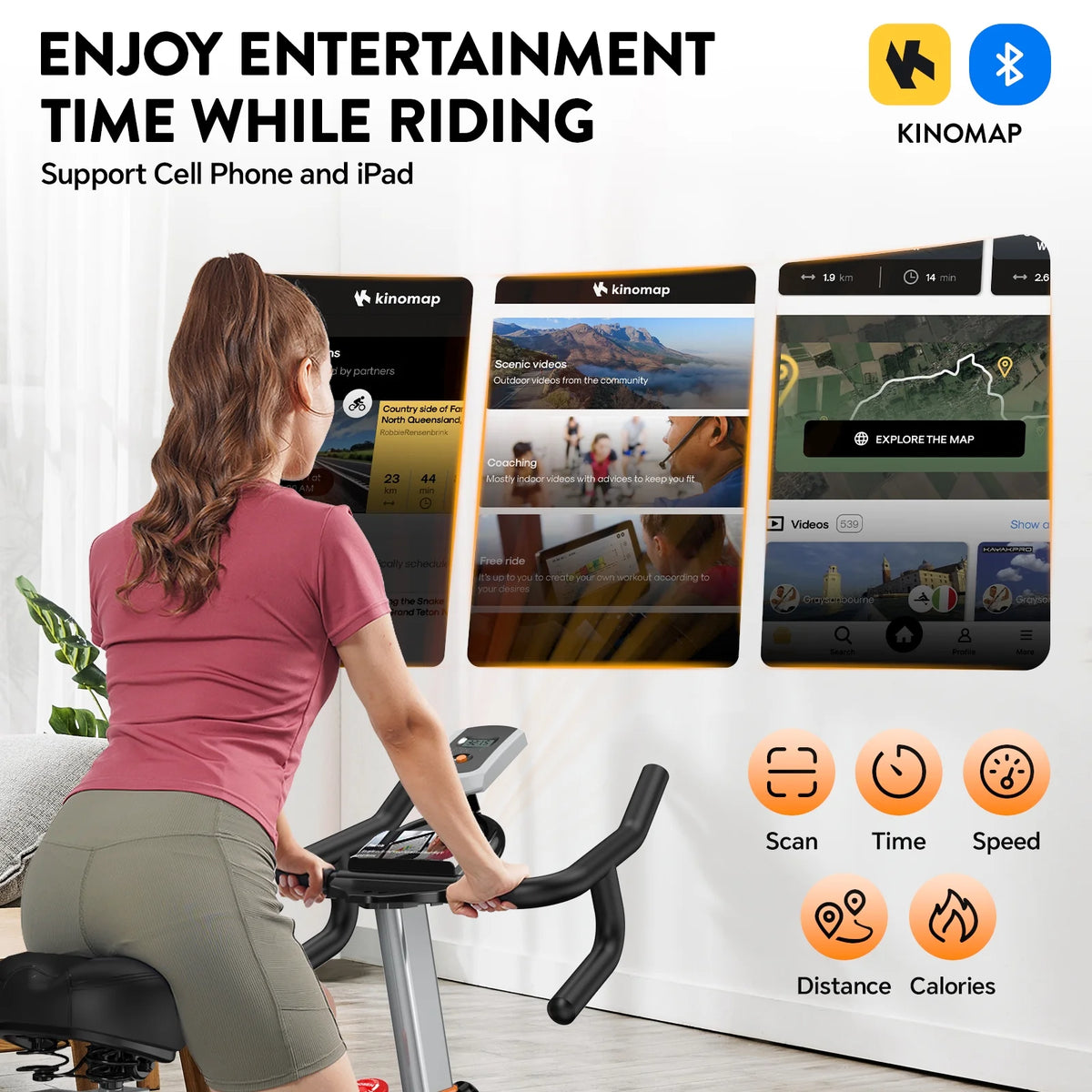 LNOW Commercial Built - in Bluetooth Fan Exercise Bike, Adjustable Air Resistance with Dual - Product image 20