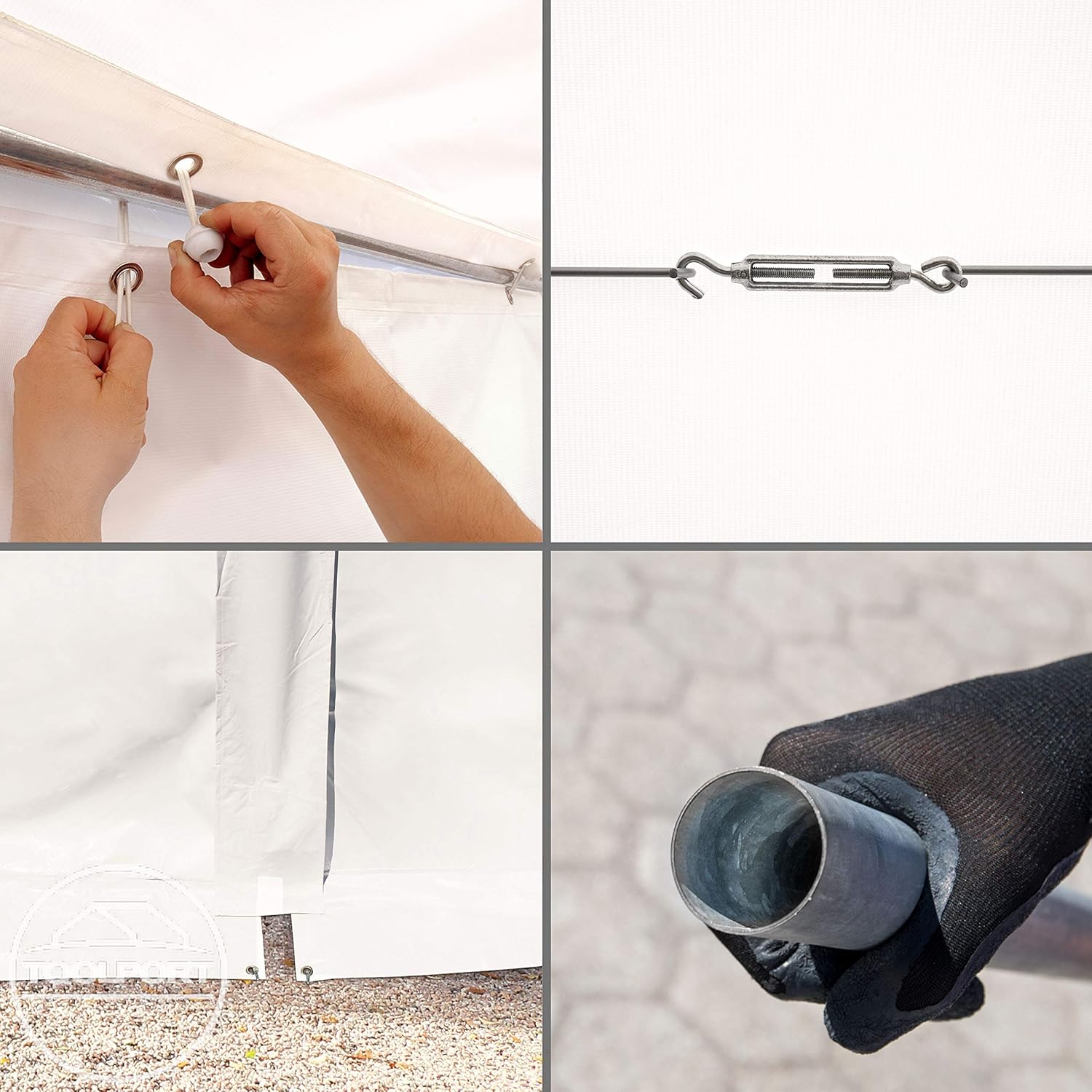 TOOLPORT Storage Tent 6x12 m waterproof PVC tarpaulin 700 N White