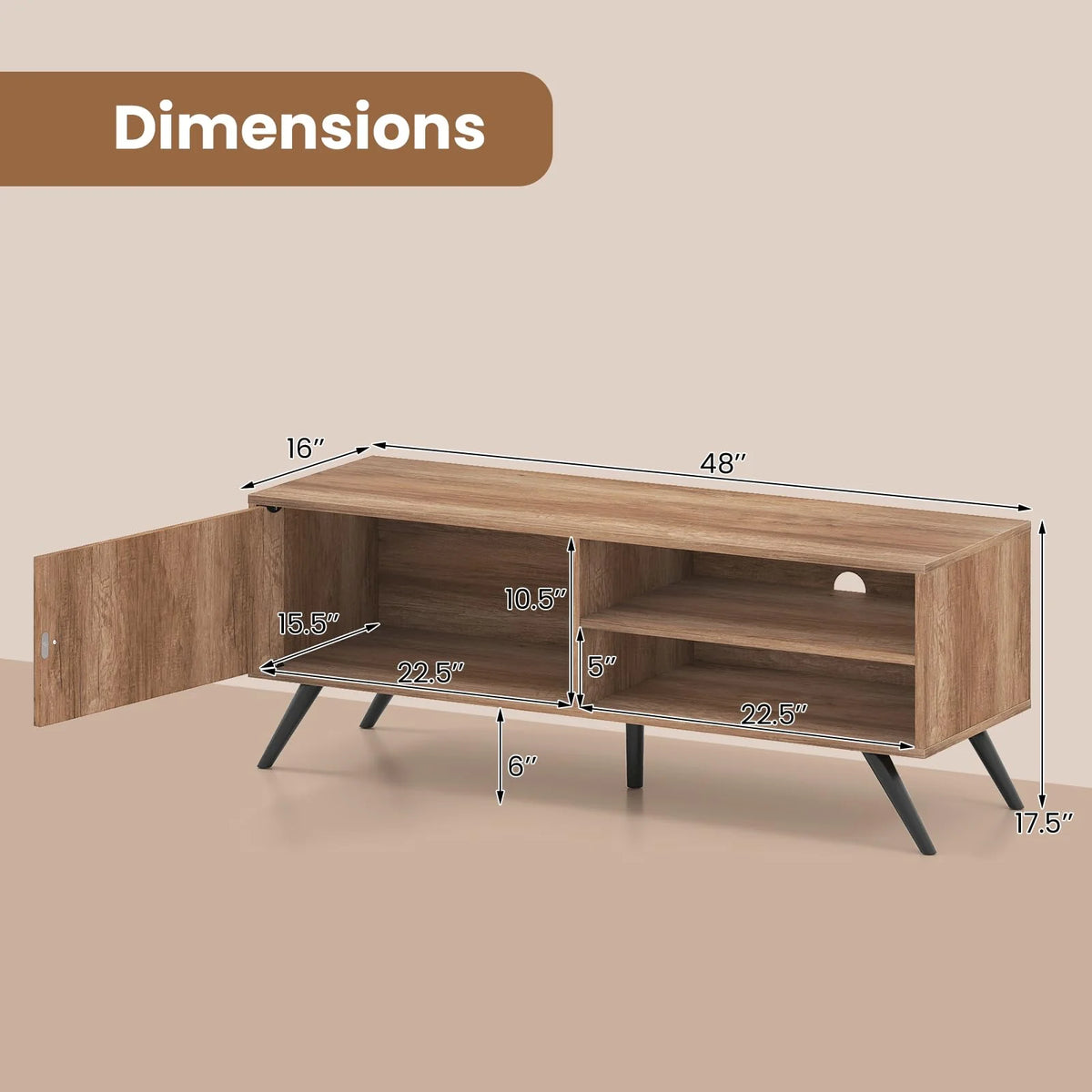TV Stand for TVs up to 55 Inch Mid Century Modern Entertainment Center with Storage Cabinet - Product image 3
