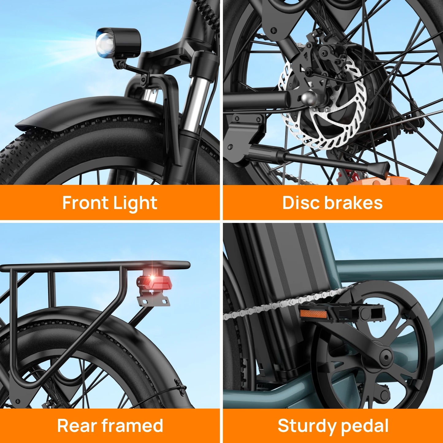 URLIFE 20" Electric Bike for Adults, 750W Peak Motor, 48V 13AH Remobavle Battery, 7 - Product image 5