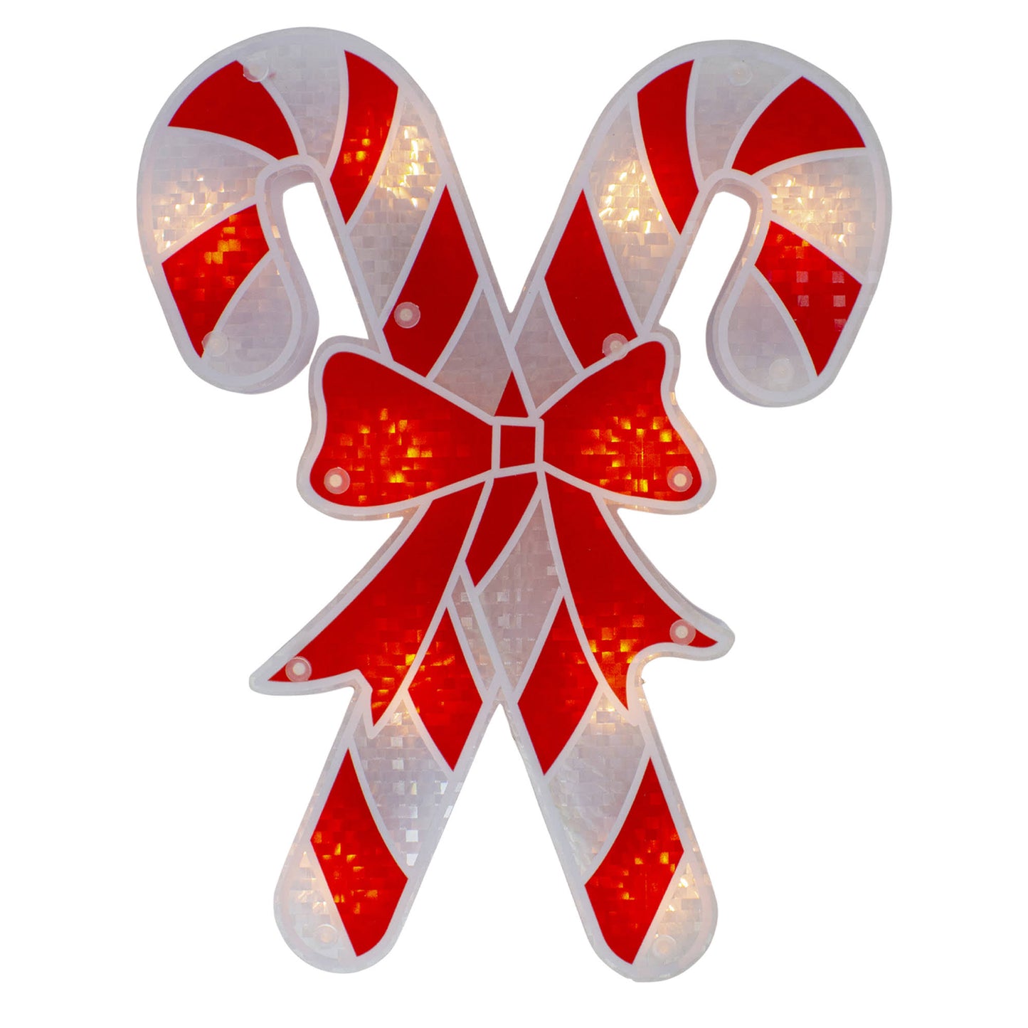 Northlight 12" Lighted Red and White Holographic Candy Cane Christmas Window Silhouette Decor - Product image 1