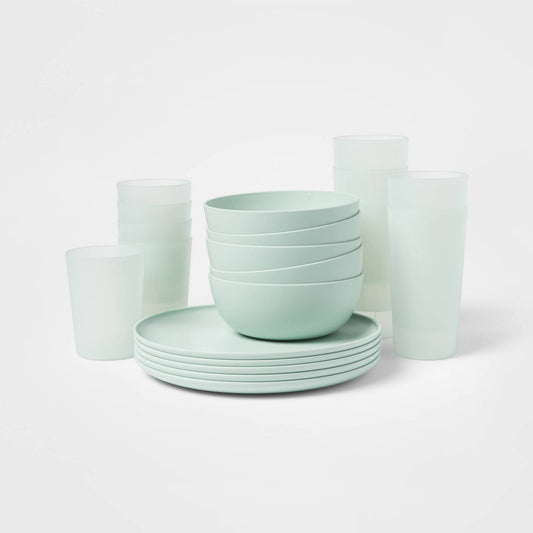 20pc Plastic Dinnerware Set Green - Room Essentials - Product image 1