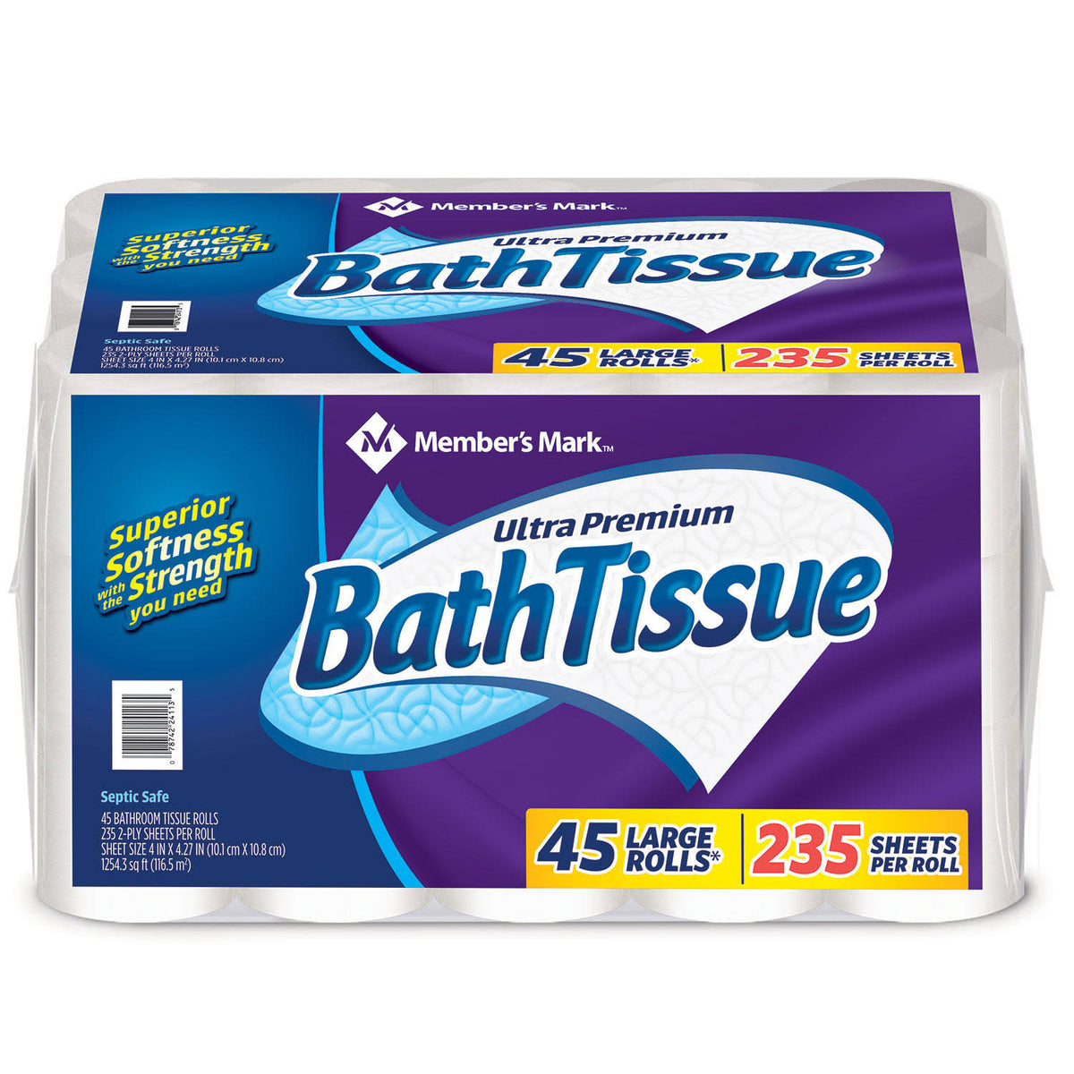 Member's Mark Ultra Premium Bath Tissue 2-Ply Large Roll 235 Sheets 45 Rolls - Product image 1