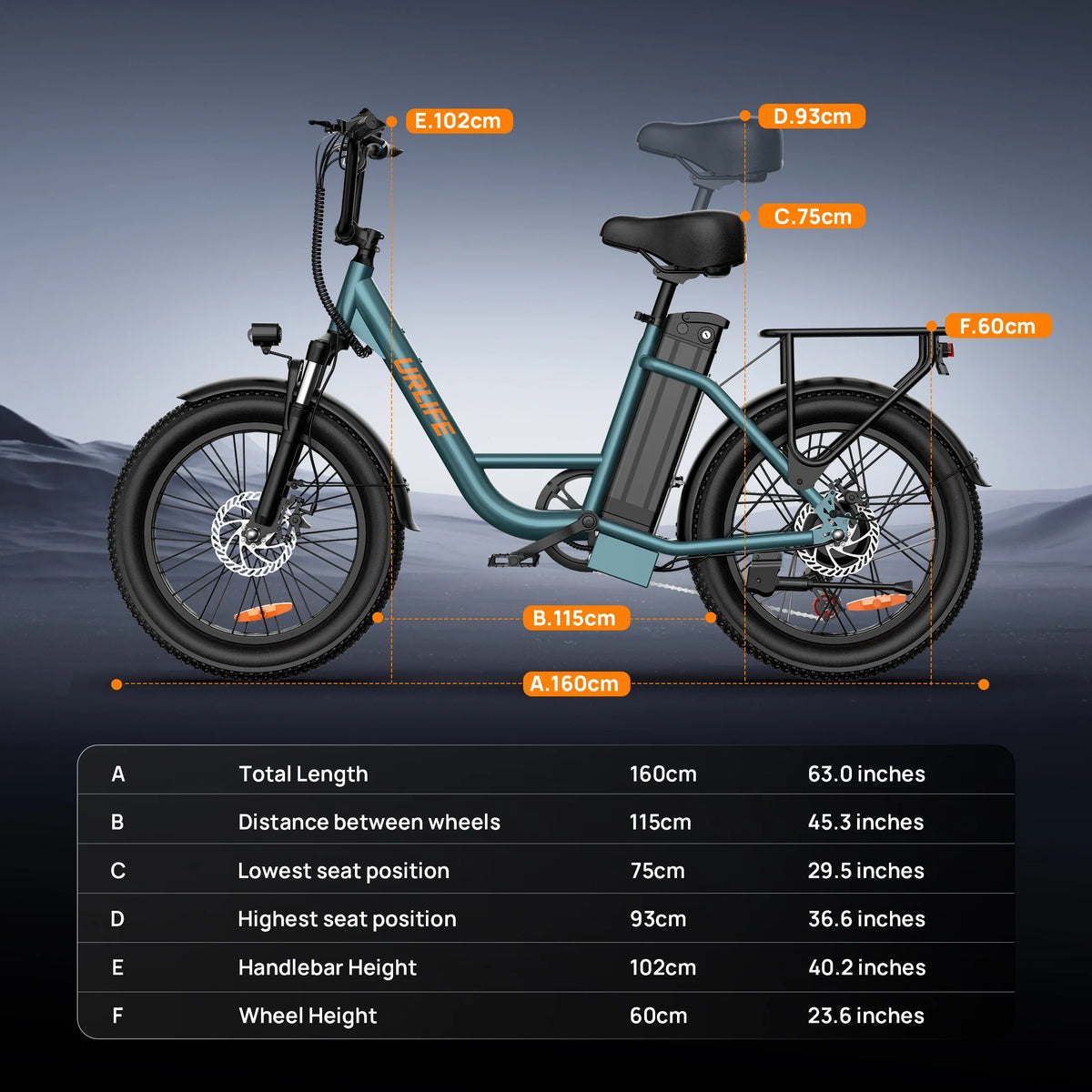 URLIFE 20" Electric Bike for Adults, 750W Peak Motor, 48V 13AH Remobavle Battery, 7 - Product image 7