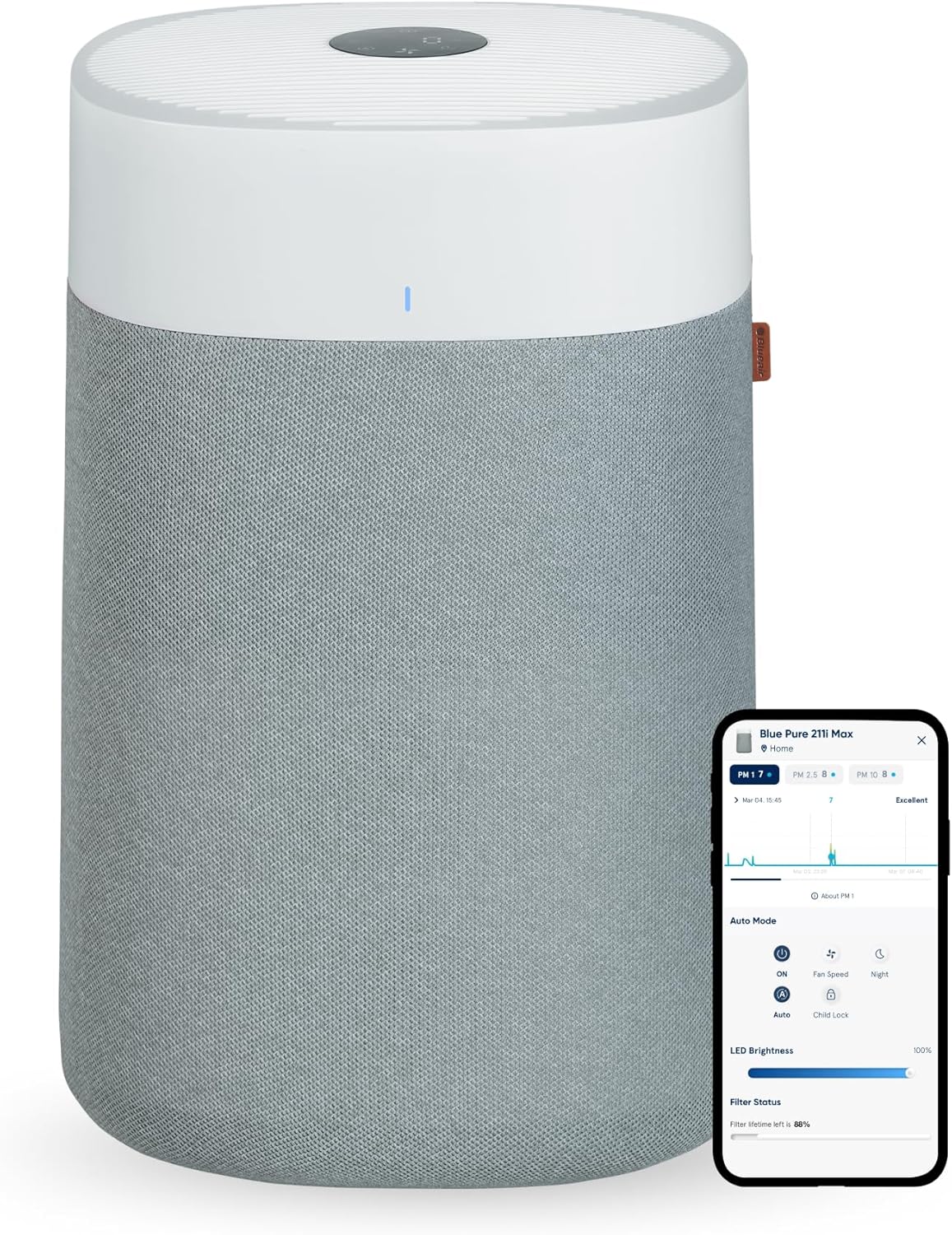Blueair - Blue Pure 211i Max Air Purifier for Large Rooms up to 141 m² - Smart, Quiet, HEPASilent Technology, Removes Allergens, Pet Hair, Smoke