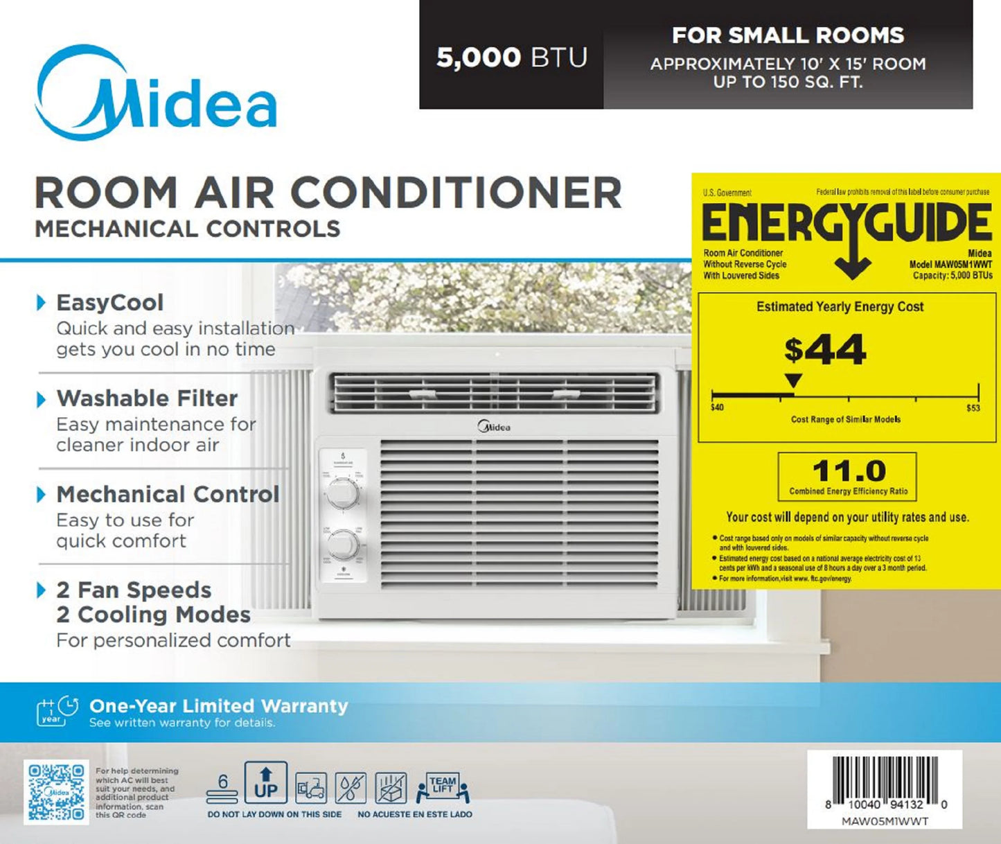 Midea 5, 000 BTU 150 Sq Ft Mechanical Window Air Conditioner, White, MAW05M1WWT, New - Product image 5