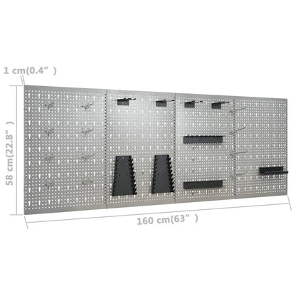 Workbench with 4 wall panels work table workstation storage tool storage 160 cm garage workshop height adjustable feet 02_0003666 -