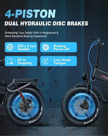 Wallke H9 AWD 3200W Dual Motor Electric Bike for Adult, 82ah 48V Dual Battery Long Range E - Bicycle, 31 - Product image 9