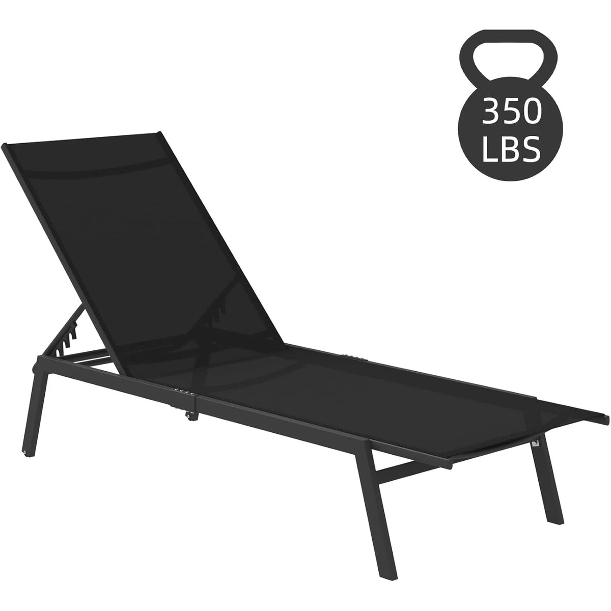 AECOJOY Patio Lounge Chairs, Outdoor Chaise Lounge with Wheels, Black - Product image 1