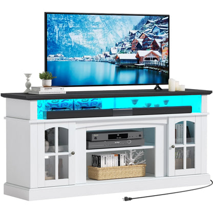 Dextrus Farmhouse LED TV Stand for Tvs up to 65'', Wood TV Media Console Entertainment Center for Living - Product image 3