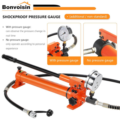 Bonvoisin CP-700 Manual Hydraulic Pump with High Pressure Gauge 700 kg/cm² Oil Content 900cc for Hydraulic Tools