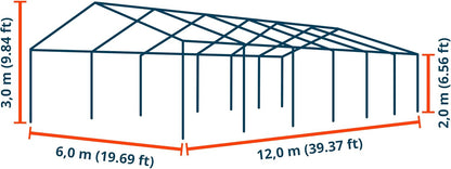 TOOLPORT Storage Tent 6x12 m waterproof PVC tarpaulin 700 N White