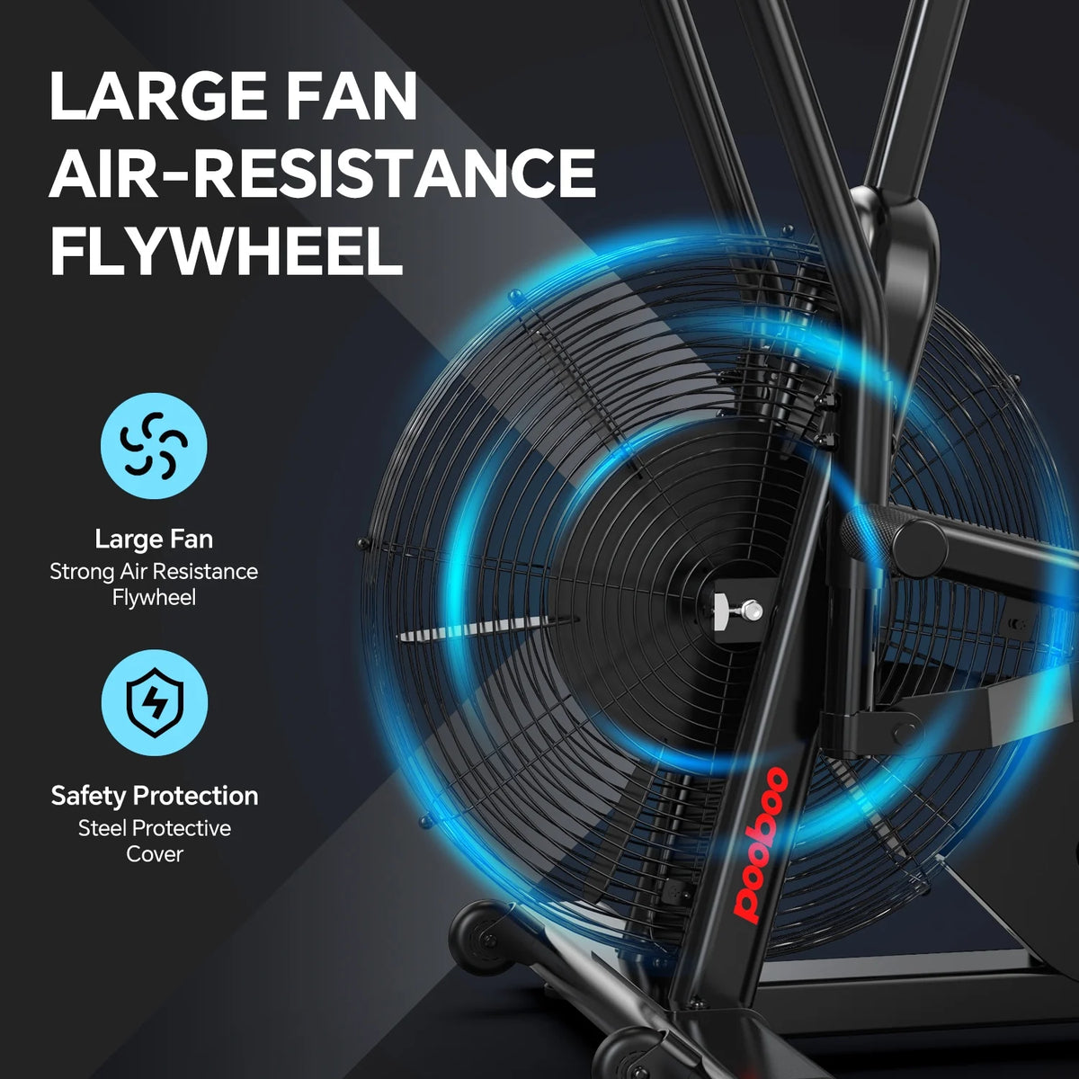 LNOW Commercial Built - in Bluetooth Fan Exercise Bike, Adjustable Air Resistance with Dual - Product image 6