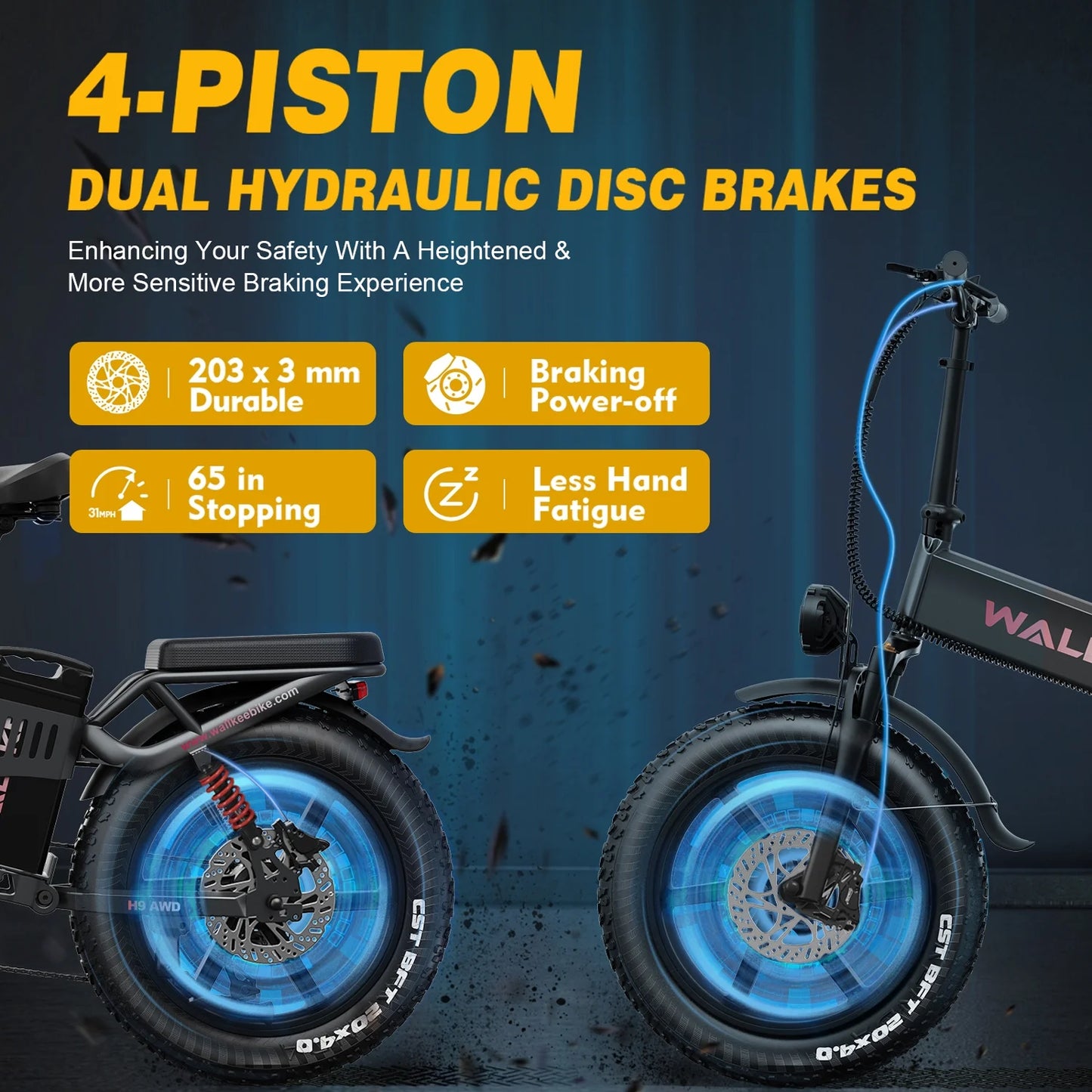 Wallke H9 AWD 3200W Dual Motor Electric Bike for Adult, 82ah 48V Dual Battery Long Range E - Bicycle, 31 - Product image 21