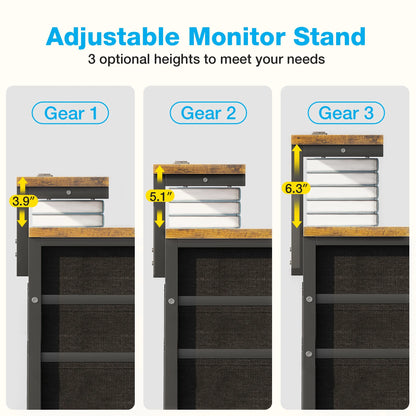 40 in Computer Desk with Power Outlets & LED Lights, Home Office Desk with 3 Drawers & Adjustable Monitor - Product image 6