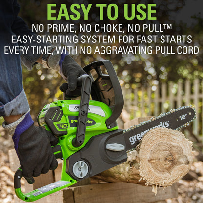 Greenworks 40V 12" Cordless Chainsaw with 2.0 Ah Battery & Charger, 20262 - Product image 7