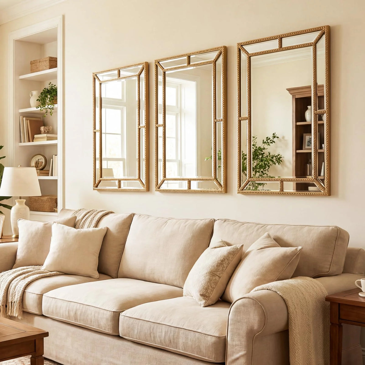 Tangkula 36" x 24" Gold Arched Wall Mirror (Rectangle)