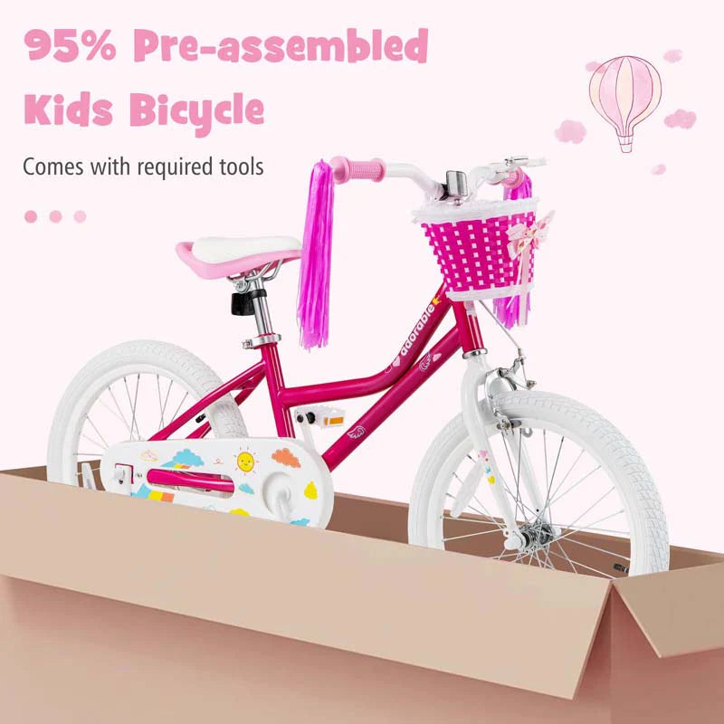 18" Kids Bike with Removable Training Wheels, Adjustable Seat, Steel Frame & Brake - Product image 5