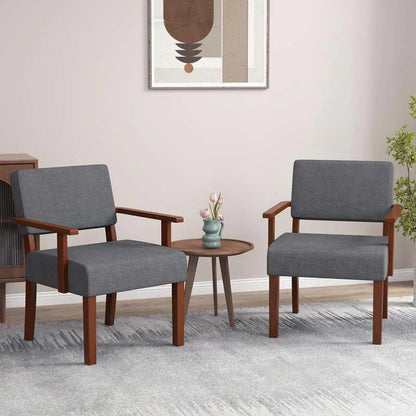 Modern Accent Chair Linen Armchair with Rubber Wood Frame, Mid Century Upholstered Reading Chair for - Product image 13