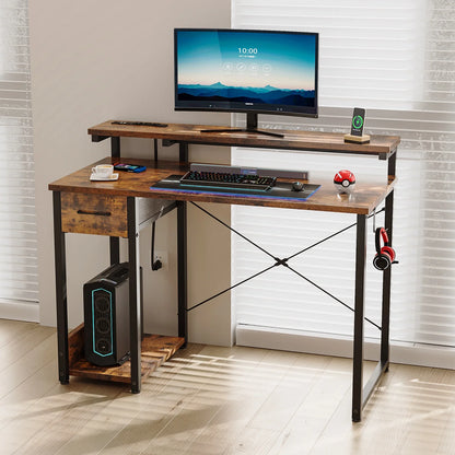 40 in Computer Desk with Power Outlets & LED Lights, Home Office Desk with 3 Drawers & Adjustable Monitor - Product image 28