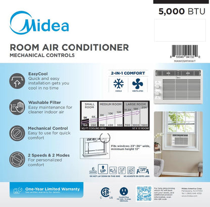 Midea 5, 000 BTU 150 Sq Ft Mechanical Window Air Conditioner, White, MAW05M1WWT, New - Product image 6