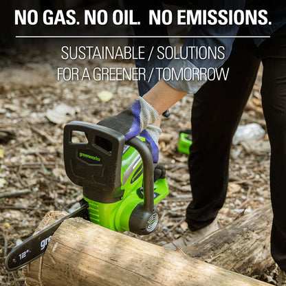 Greenworks 40V 12" Cordless Chainsaw with 2.0 Ah Battery & Charger, 20262 - Product image 4