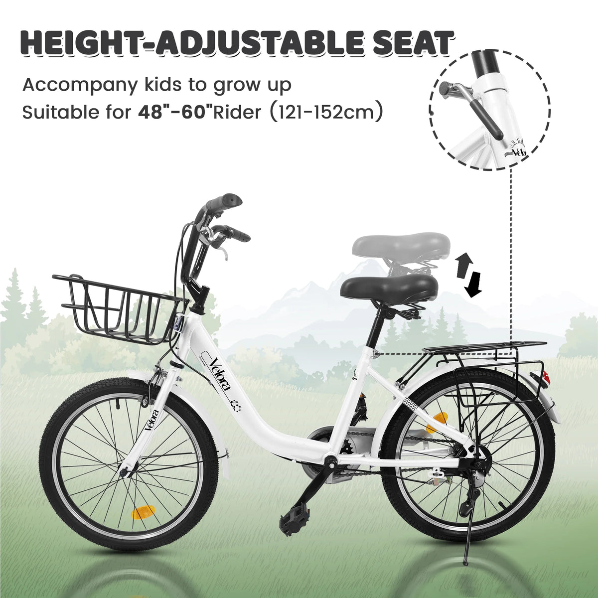 20 in Kids Bike for Boys Girls, 1 Speed Children Bicycle with Basket, Rear Seat, Chain Guard - Product image 32