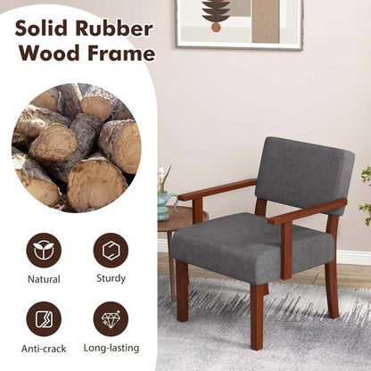 Modern Accent Chair Linen Armchair with Rubber Wood Frame, Mid Century Upholstered Reading Chair for - Product image 15