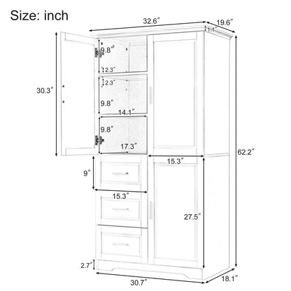 Bathroom Cabinet, 62.2" Tall Storage Cabinet with Doors and Shelves - Product image 8