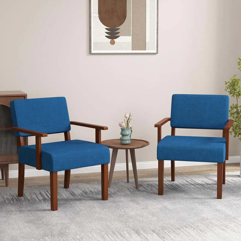 Modern Accent Chair Linen Armchair with Rubber Wood Frame, Mid Century Upholstered Reading Chair for Living - Product image 4