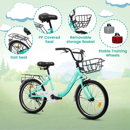 20 in Kids Bike for Boys Girls, 1 Speed Children Bicycle with Basket, Rear Seat, Chain Guard - Product image 22