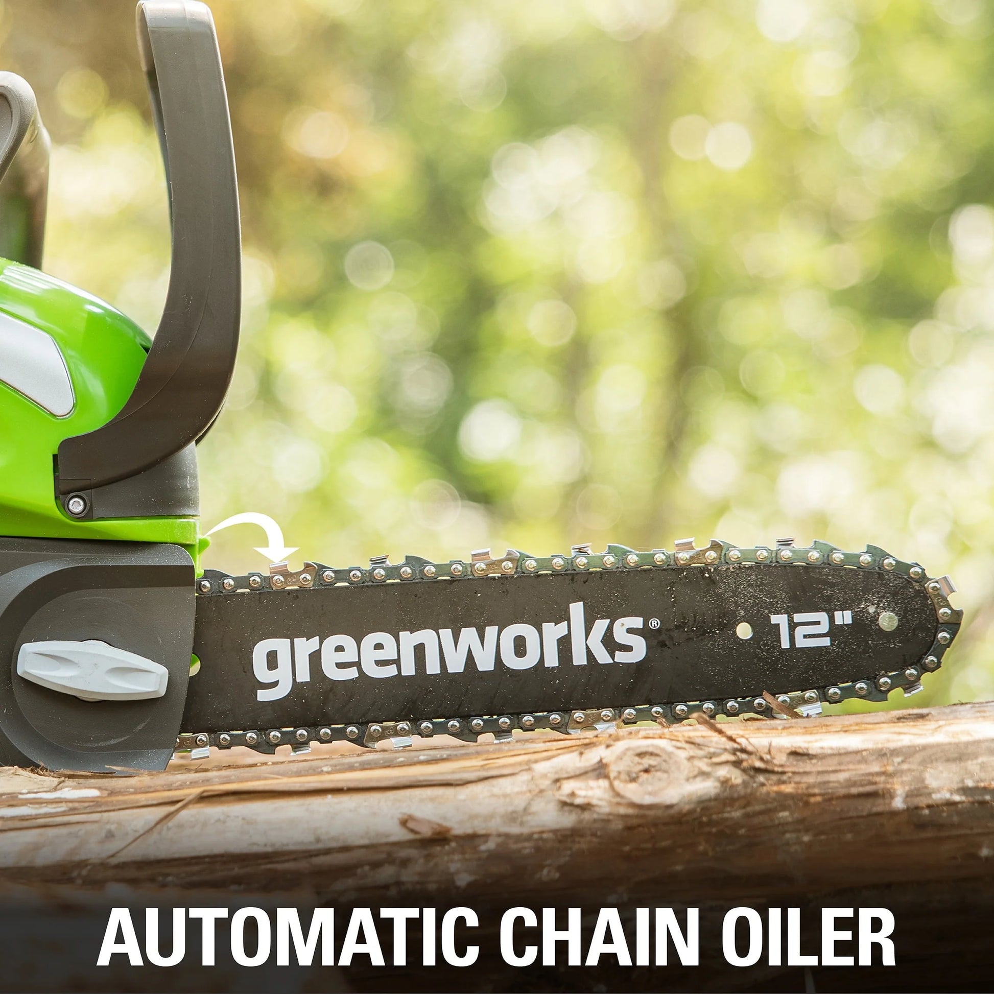 Greenworks 40V 12" Cordless Chainsaw with 2.0 Ah Battery & Charger, 20262 - Product image 9
